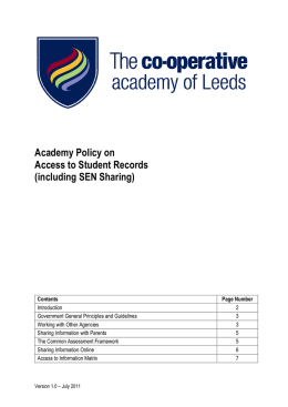 Academy Policy on Access to Student Records (including SEN