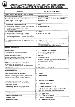 ACADEMIC ACTIVITIES January 2016 - UniKL | Malaysian Institute