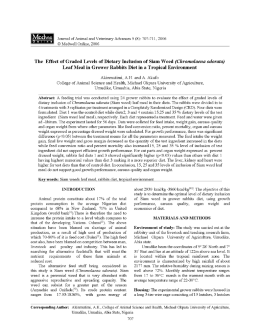 The Effect of Graded Levels of Dietary Inclusion of Siam Weed