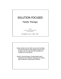 Power Point #9: Solution-Focused Therapy