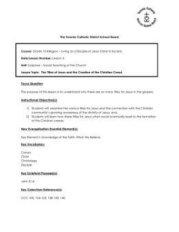 The Toronto Catholic District School Board Course: Grade 10