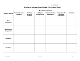 Characteristics of Four Market Structures Matrix