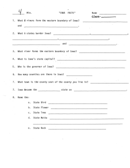 Page 1 `l Min. "IOWA FACTS" Name class