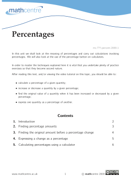 Percentages - Mathcentre