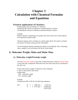 Chapter 3 Calculation with Chemical Formulas and Equations