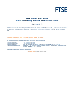 FTSE Frontier Index Series June 2015 Quarterly Inclusion and