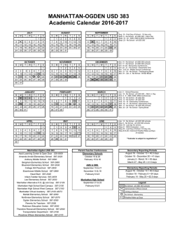 MANHATTAN-OGDEN USD 383 Academic Calendar 2016-2017