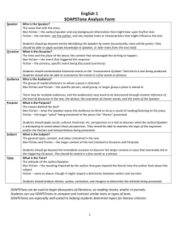 English 1 SOAPSTone Analysis Form
