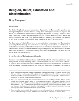 Religion, Belief, Education and Discrimination