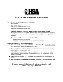 2014-15 IHSA Banned Substances - Illinois High School Association