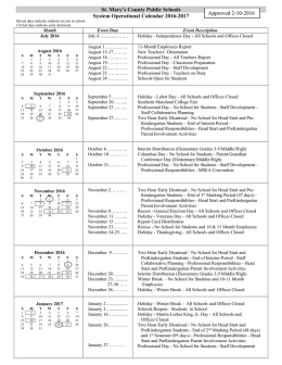 SMCPS 2016 - 2017 Calendar - St. Mary`s County Public Schools