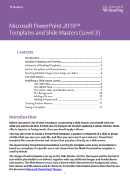 Microsoft PowerPoint 2010 Templates and Slide Masters