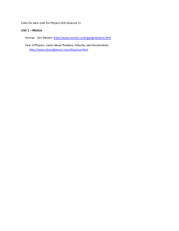 Links for each Unit for Physics 010 (Science 1) Unit 1 – Motion