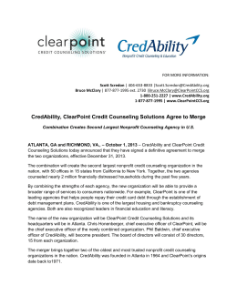 CredAbility, ClearPoint Credit Counseling Solutions Agree to Merge