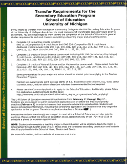 Secondary Education - Washtenaw Community College