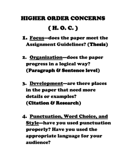 HIGHER ORDER CONCERNS ( H. O. C. )