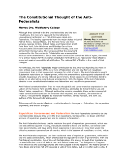 The Constitutional Thought of the Anti- Federalists