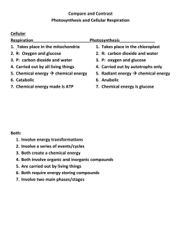Compare and Contrast Photosynthesis and Cellular Respiration