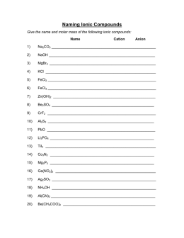 Naming Ionic Compounds