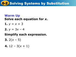6-2 Solving Systems by Substitution