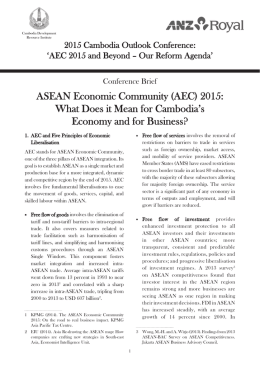 ASEAN Economic Community (AEC) 2015: What Does it Mean for