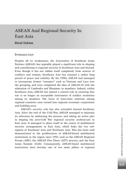 ASEAN And Regional Security In East Asia