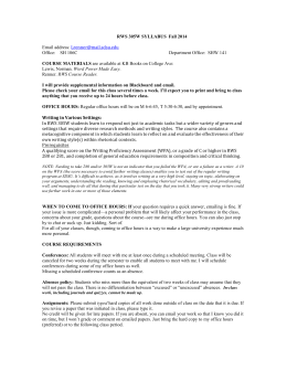 RWS 305W SYLLABUS Fall 2014 Email address: Lrenner@mail