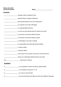 Romeo and Juliet Final Exam Review