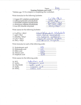 Naming Hydrates and Acids J