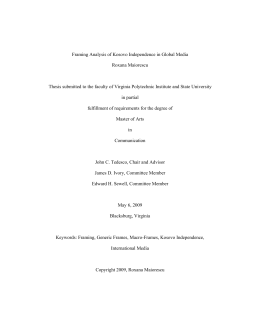 Framing Analysis of Kosovo Independence in Global Media Roxana