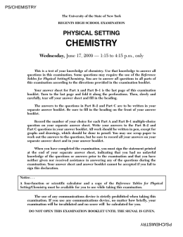 PHYSICAL SETTING CHEMISTRY