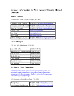New Hanover County Elected Official Contacts