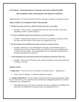AP US History: Writing Introductory Paragraph and Thesis for FRQs