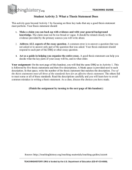 Student Activity 2 Thesis Guide
