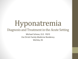 Hyponatremia Diagnosis and Treatment in the Acute Setting