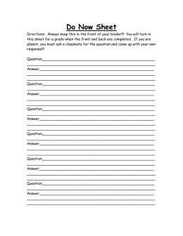 Do Now Sheet - SocialStudiesMedina