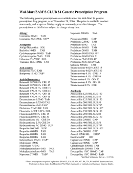 Wal-Mart/SAM`S CLUB $4 Generic Prescription Program