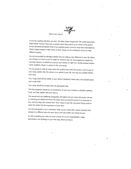 Page 1 Who`s Your Hero?? In the two reading selections we read