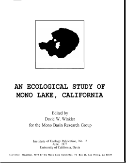 an ecological study of mono lake, california