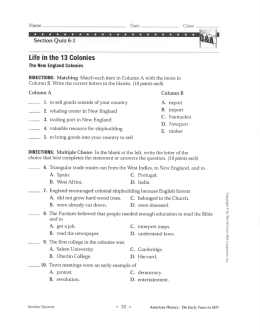 Life in the 13 Colonies