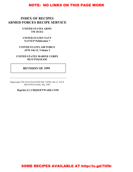 index of recipes armed forces recipe service