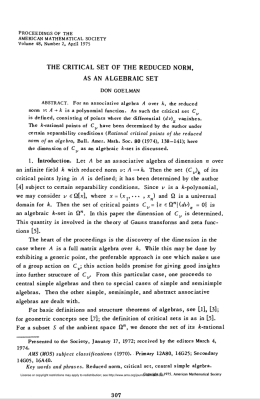 the critical set of the reduced norm, as an algebraic set