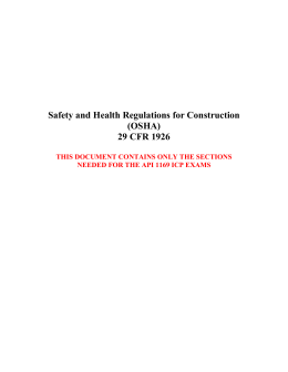 Safety and Health Regulations for Construction (OSHA) 29 CFR 1926