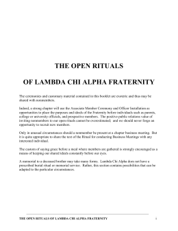 The Open Rituals - Lambda Chi Alpha at St. Louis College of
