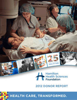 HealtH Care, transformeD. - Hamilton Health Sciences Foundation