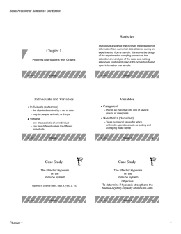Chapter 1 Statistics Individuals and Variables Variables Case Study