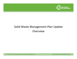 Solid Waste Management Plan Update Overview
