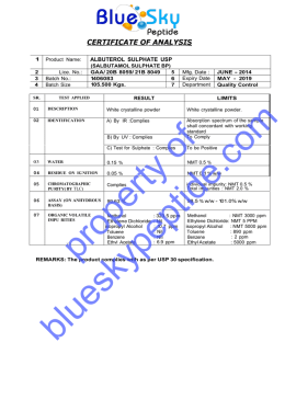 Albuterol CertifIcate of Analysis