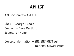 API 16F - My Committees