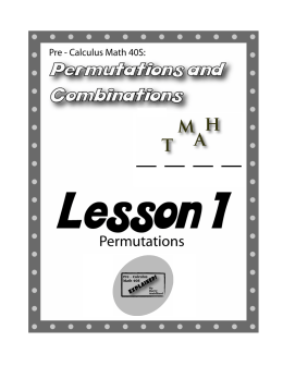 Pre-Calculus Math 40S - Permutations and Combinations Lesson 1